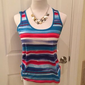 *Host Pick* Chaps Striped Tank Top with Adjustable Sides